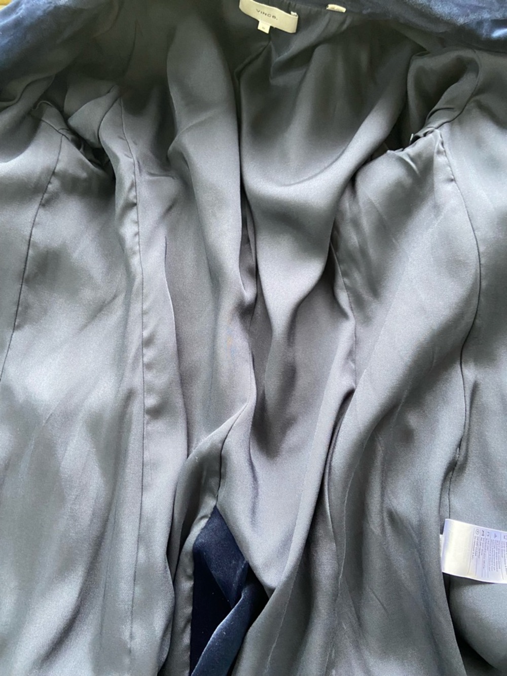 Vince Women's Velvet Classic Double Breasted Blue Blazer Sz 10 Luxe Old Money - Picture 7 of 13